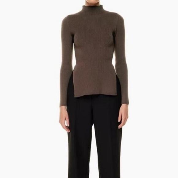 Babaton Sculpt‎ Knit Ambrosia Sweater Top in Coffee Bean from Aritzia Size S - Picture 3 of 10